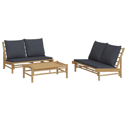 Bamboe Loungeset – Buitenmeubel – Tuinset – Balkonset – Modulair Design – Duurzaam Materiaal – Comfortabele Kussens