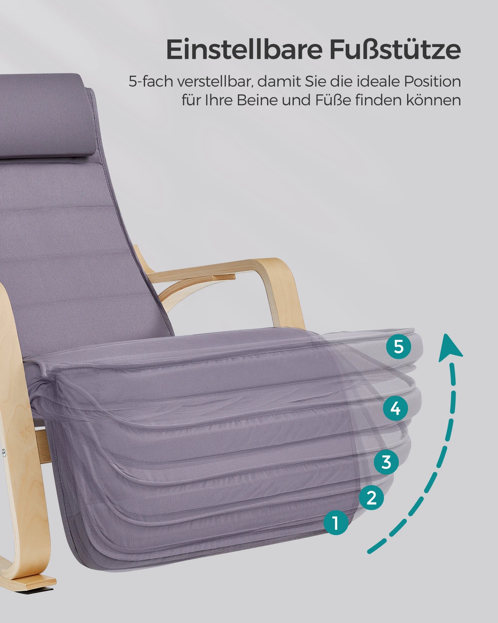 Schommelstoel - Schommelbank -  Relaxstoel - Draaifauteuil - Comfortabele Relaxstoel voor Woonkamer of Slaapkamer - Lichtgrijs - QUORE