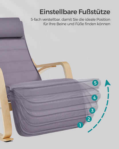 Schommelstoel - Schommelbank -  Relaxstoel - Draaifauteuil - Comfortabele Relaxstoel voor Woonkamer of Slaapkamer - Lichtgrijs - QUORE