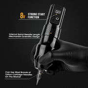 EXO - Tattoo Machine - Tattoo pen - Tattoo Set - Complete set voor beginners & gevorderden - Verstelbare slag 4mm - Tattoo Machine Pen - 10500Rpm - 2100mAh - Zwart