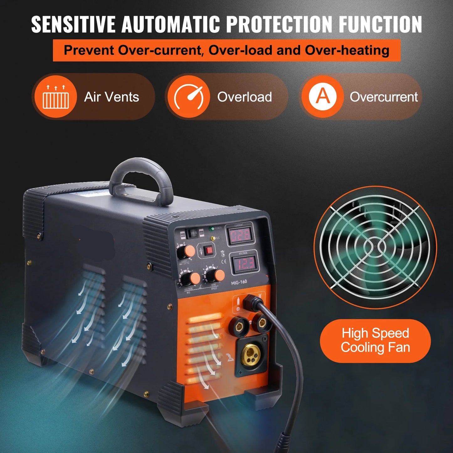 Elektrode Lasmachine - Lasmachine - Lasapparaat - Digitaal Inverterlassen - Draagbare MIG-lasser - 160 Amp - 220V TIG - Lift - Arc Welder - MMA Stick - IGBT DC Inverter - IP21S - Zwart