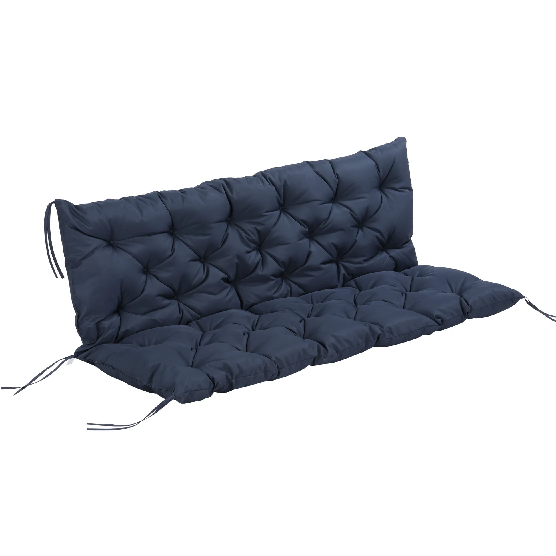 Tuin Bank - Tuinbank Hout - Tuinbanken - Garden Furniture - 3-Zits Tuinbank Kussen met Rugleuning (150x98x8 cm) - Blauw - QUORE
