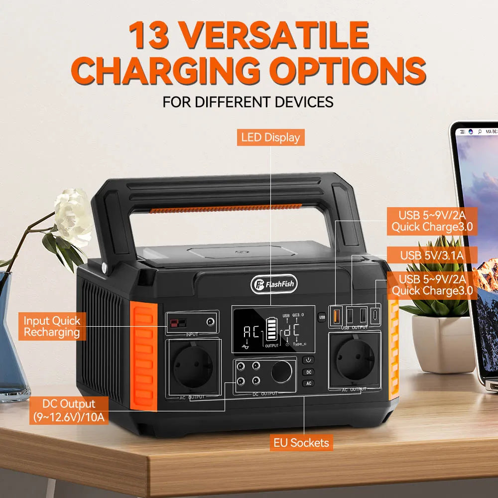 Draagbare Powerstation – Mobiele Accu – Externe Batterij – Noodstroom – Outdoor Generator – 520Wh Capaciteit – 560W Vermogen