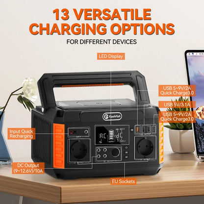 Draagbare Powerstation – Mobiele Accu – Externe Batterij – Noodstroom – Outdoor Generator – 520Wh Capaciteit – 560W Vermogen
