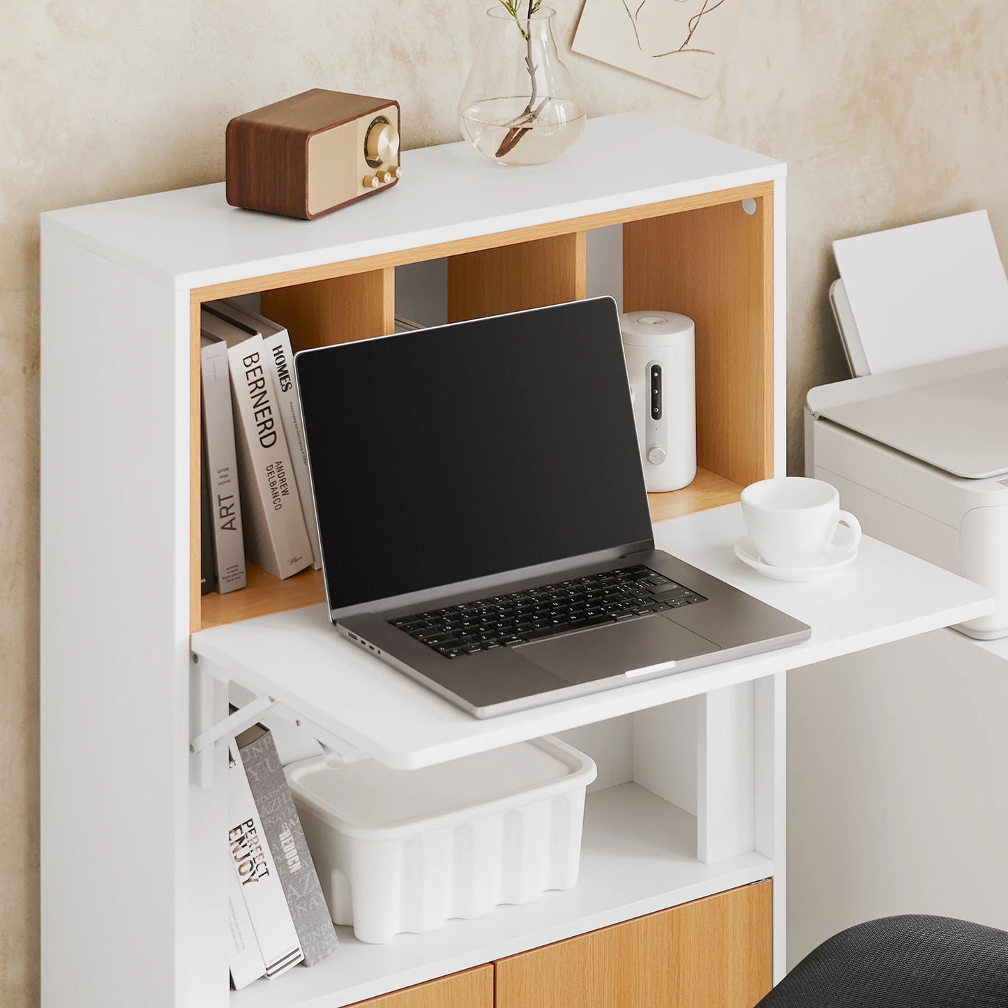 Inklapbare Schrijftafel – Bureau – Computer Tafel – Laptoptafel – Werktafel – Wit – Ruimtebesparend – MDF E1 Materiaal