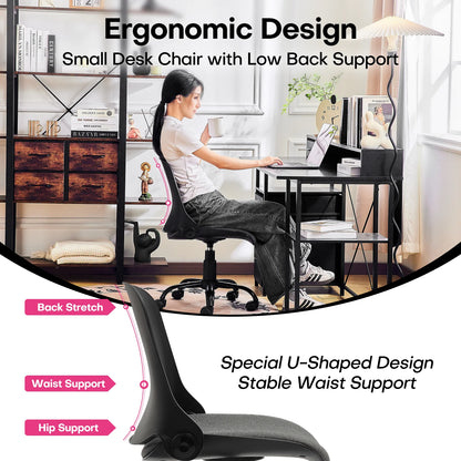 Bureaustoel – Ergonomische Stoel – Werkstoel – Thuiswerkstoel – Vouwbare Rugleuning – Verstelbare Zithoogte – 360° Draaibaar - Zwart