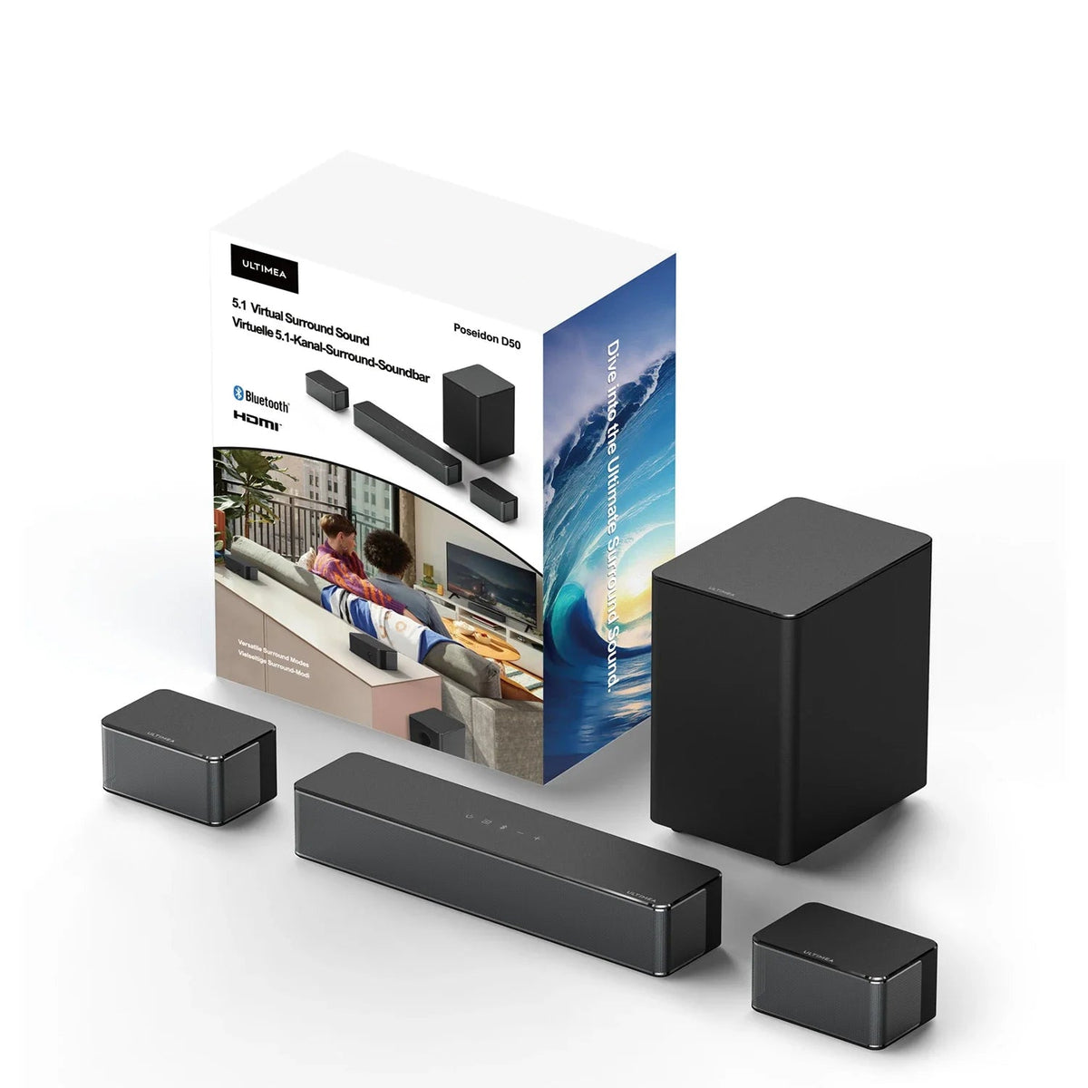 Soundbar - Soundbar voor TV - Luidsprekers - Luidsprekerkabels - Speaker - 3D Surround Sound-systeem - 50Hz-20KHz - 320W - Zwart - QUORE