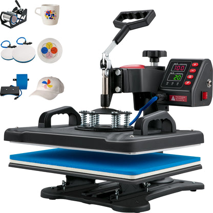 5-in-1 Warmtepers – Hittepers – Transferpers – Sublimatiepers – Textielpers – Grote Hitteplaat 30x38 cm – Digitale Temperatuur- en Timerregeling