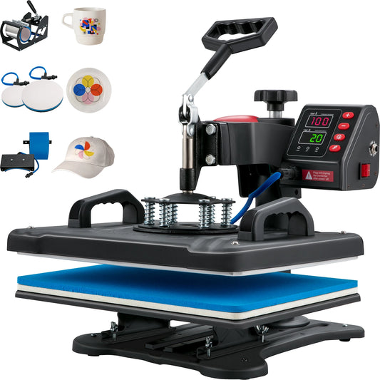5-in-1 Warmtepers – Hittepers – Transferpers – Sublimatiepers – Textielpers – Grote Hitteplaat 30x38 cm – Digitale Temperatuur- en Timerregeling