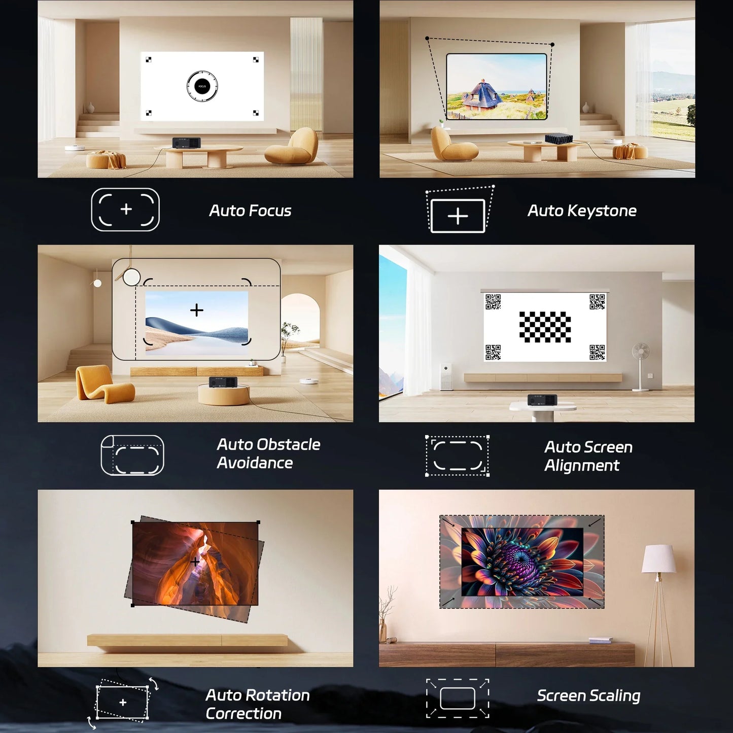 Mini Beamer - Projector - Digitale Beamer - Draagbaar - Smart TV Projectors - 1080P - 4K Full HD - Met Elektrische standaard - 1200ANSI - 130W -  Android System - EU-stekker