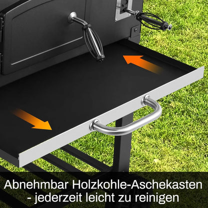 Houtskool Barbecue Trolley – Grote BBQ – BBQ Wagen – Houtskool Grill – Buitenbarbecue – Extra Groot Grilloppervlak – Ingebouwde Thermometer