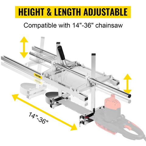Vevor - Log Cutter - Chainsaw Mill - Plank Cutting - Log Cutter - Plank Saw - 14-36 Inch - Portable Sawmill - Wood Cutting - Log Cutter - Aluminum/Steel