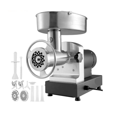 Elektrische Gehaktmolen - Voor alle soorten Vlees - Roestvrij staal - Vleesmolen - Vleesmolens - worstenmaker - Keukenmolenmachine - 500W - 992LBS/h - 190RPM - 60Hz - Koolstofstaal - Zilver/Zwart