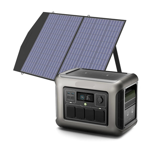 Powerstation - Generator - Aggregaat - Powerbank - Draagbare - met 100W Zonnepaneel - 1152Wh LiFePO4 Zonnegenerator - met AC Output voor Buiten en Noodstroom
