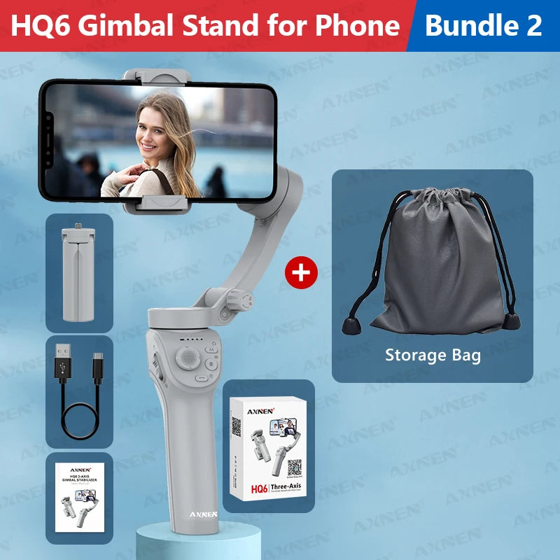 Gimbal Smartphone - Gimbal for Smartphone &amp; Camera - Handheld Mirrorless - 3-Axis - Handheld Gimbal Stabilizer - for Smartphone - for iPhone Android - Gimbal &amp; Bag