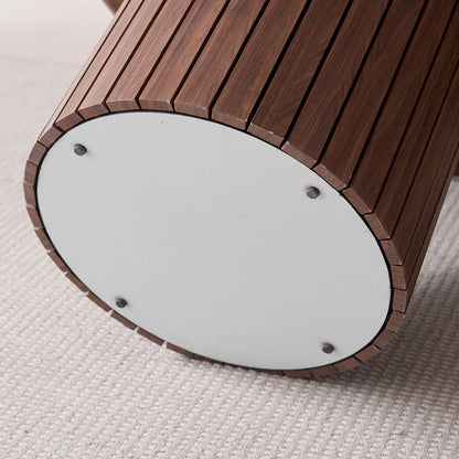 Modern Minimalist Round Dining Table with Slatted Cylindrical Base, For 4-6 People，For Kitchen, Dining Room & Living Space