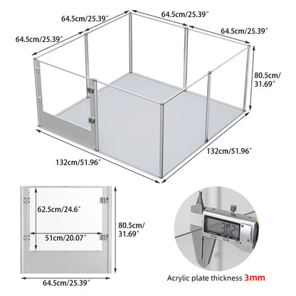 Speelomheining – Speelhek – Speelpaneel – Kinderafzetting – Huisdierafbakening – 132x132x80,5 Cm – Deurpaneel – Max 10 Kg Belastbaar