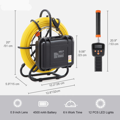 9 inch Rioolinspectiecamera – Rioolcamera – Inspectiecamera – Pijpencamera – Afvoercamera – 91,5 Meter Kabel – 720p Kleurenscherm