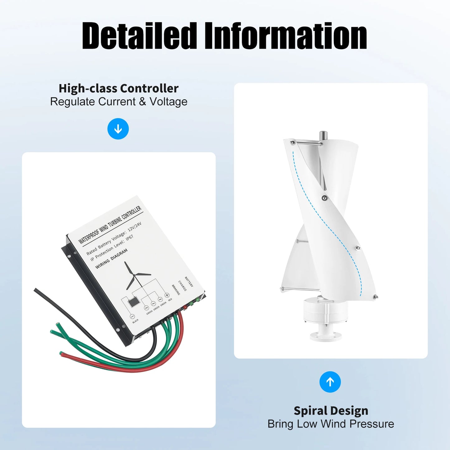 Verticale Windgenerator – Windturbine – Windmolen – Energiegenerator – Windenergie Turbine – 100W Vermogen – Inclusief Controller