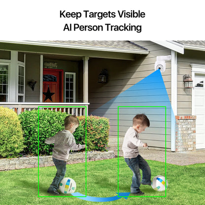Draadloze Beveiligingscamera – 4 Stuks - 5MP - WiFi 6 - CCTV Camera Systeem –  Pan-Tilt Camera – IP66 Weerbestendig Systeem – Nachtzicht Kleur 15m – AI Persoonsdetectie & Tracking - Wit