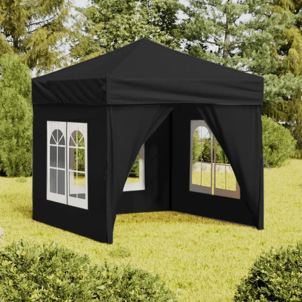 Paviljoen - Tuinpaviljoen - Partytent - Tuintent - Pop-up Kliksysteem - Stabiel - Vouwtent - met 4 zijpanelen - Opvouwbaar - Waterdicht - Hoogte Verstelbaar - 50+UV-Bescherming - voor Tuin - Buiten - Achtertuin - 210D Oxford-stof - 2 x 2 m - Zwart