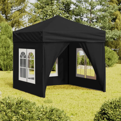 Paviljoen - Tuinpaviljoen - Partytent - Tuintent - Pop-up Kliksysteem - Stabiel - Vouwtent - met 4 zijpanelen - Opvouwbaar - Waterdicht - Hoogte Verstelbaar - 50+UV-Bescherming - voor Tuin - Buiten - Achtertuin - 210D Oxford-stof - 2 x 2 m - Zwart
