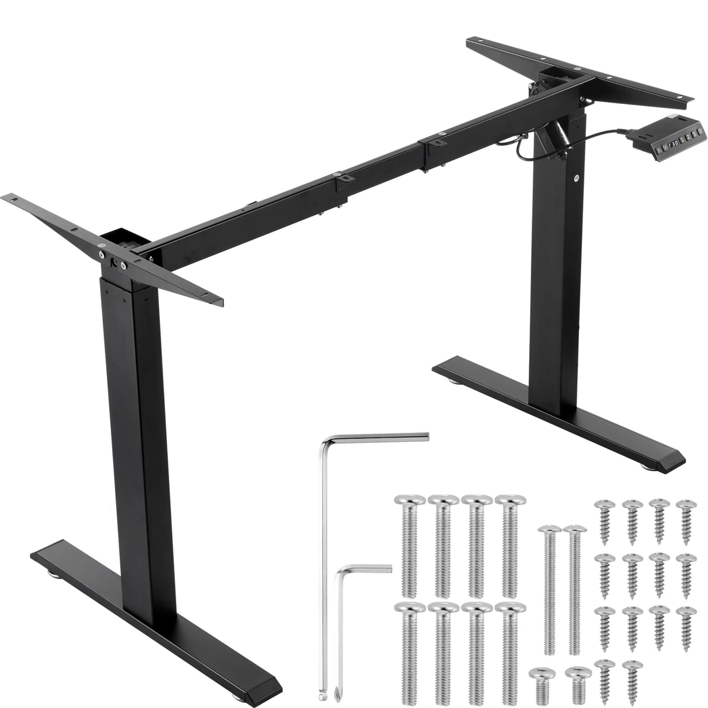 Bureauframe - Koudgewalst Koolstofstaal -  Elektrisch Bureauframe - Compatibel Desktopformaat 100-180 cm - Verstelbaar 70-117 cm Hoogte en 95-158 cm - Zwart A