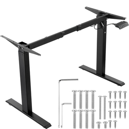 Bureauframe - Koudgewalst Koolstofstaal -  Elektrisch Bureauframe - Compatibel Desktopformaat 100-180 cm - Verstelbaar 70-117 cm Hoogte en 95-158 cm - Zwart A