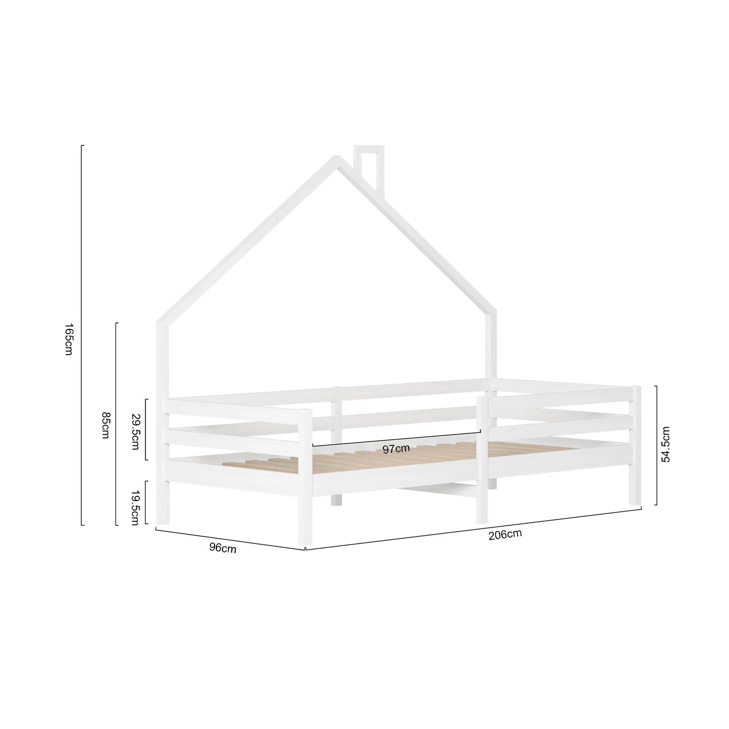 Huisbed Kinderen – Speelbed – Kinderbed – Scandinavisch Bed – Veilig Bed – Stevig Dennenhout – Opbergruimte