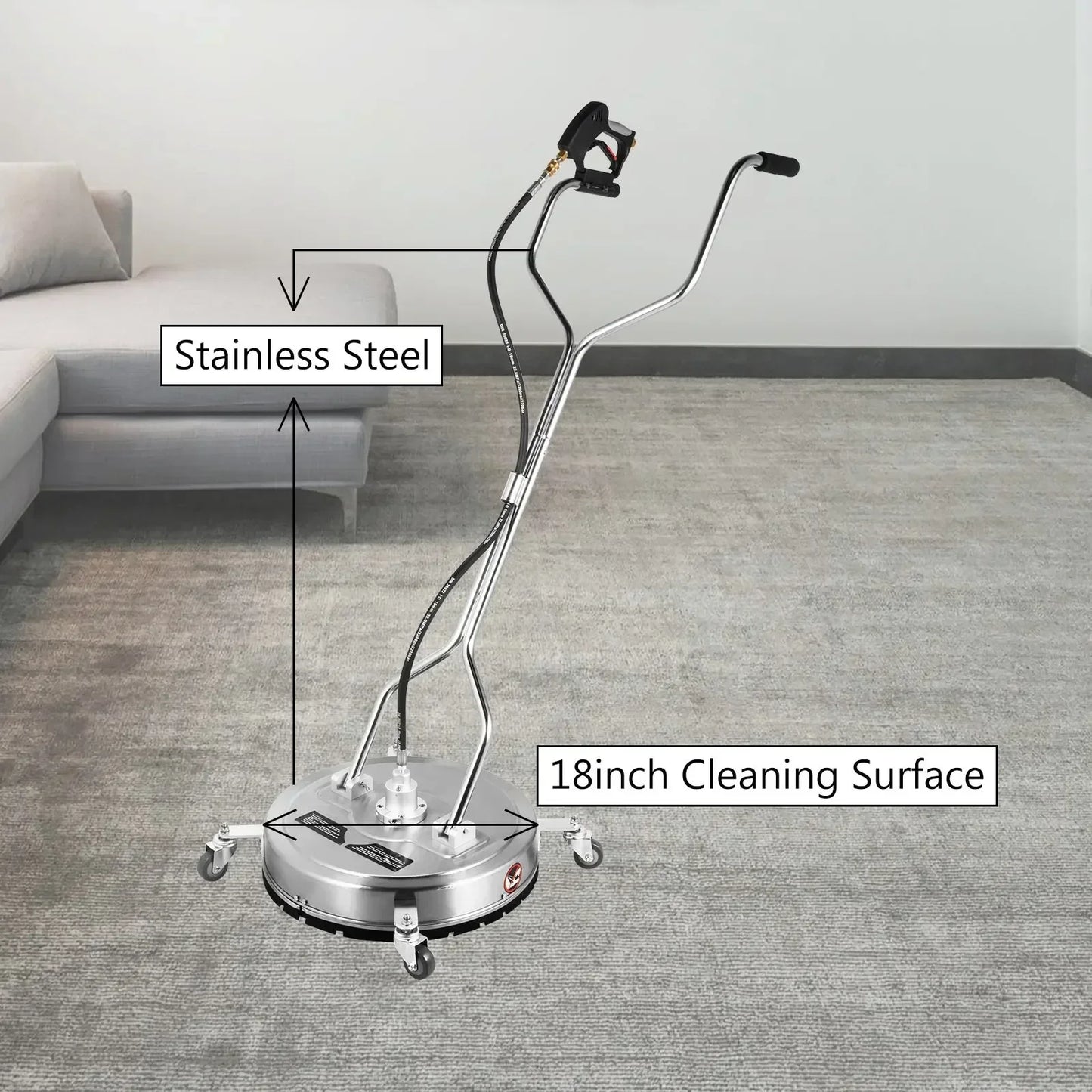 Hogedrukreiniger - Oppervlaktereiniger - Terrasreiniger - Karcher - 18Inch - 4000 PSI - Met 4 Wielen en Dubbele Handgreep, Ideaal voor Beton, Terras, Oprit en Dek