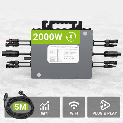Micro-Omvormer 2000W – Zonnestroomomvormer – Solar Inverter – Netgekoppelde Omvormer – Balkon Solar Systeem – 4 MPPT Ingangen – IP67 Waterdicht – WiFi Monitoring – 230V Output