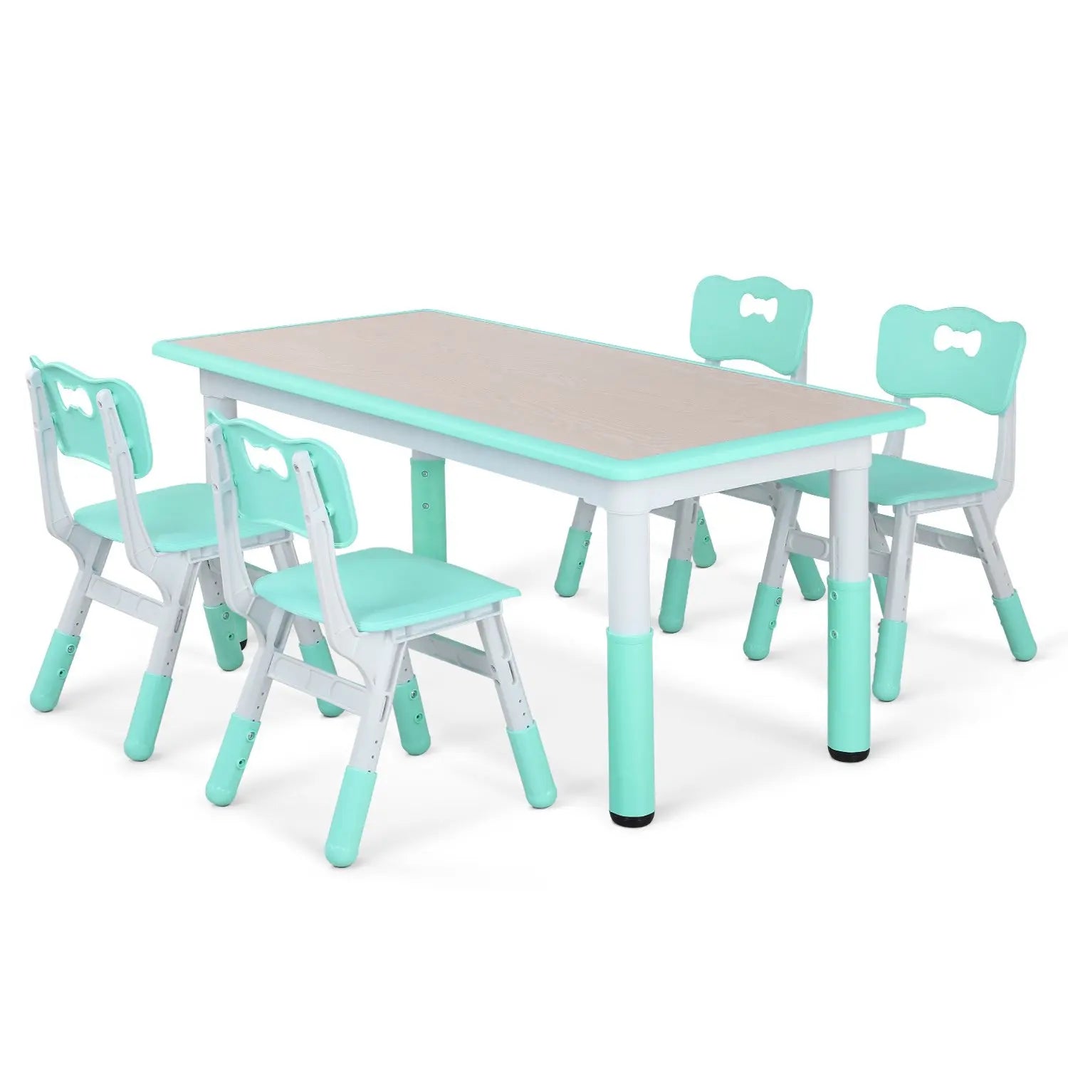Kindermeubelset – Kinder Tafel En Stoelen – Speelset – Verstelbare Kindermeubels – Kindertafel Met Stoelen – Verstelbare Hoogte – Stevig Milieuvriendelijk Materiaal - Groen - QUORE