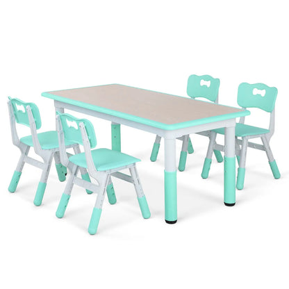 Kindermeubelset – Kinder Tafel En Stoelen – Speelset – Verstelbare Kindermeubels – Kindertafel Met Stoelen – Verstelbare Hoogte – Stevig Milieuvriendelijk Materiaal - Groen - QUORE