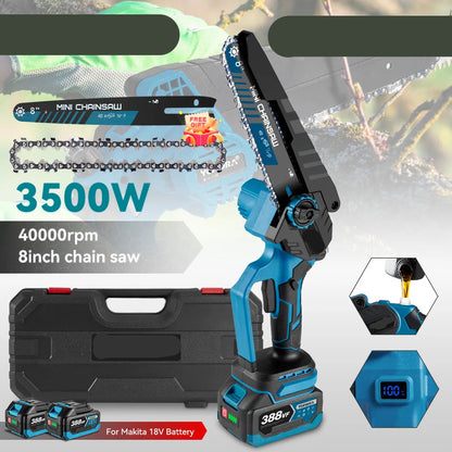 Kettingzaag - Snoeizaag - Takkenzaag - Handzaag - Draadloze - Elektrische - 8 Inch - Brushless Motor – 3500W - Zaagmachine – Inclusief 2x 18V Accu’s (EU Plug)