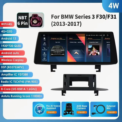 Hizpo 2 Din Car Radio for BMW 3 BMW 4 Series F30 F31 NBT Audio Multimedia Player CarPlay Android Auto GPS Bluetooth WIFI FM RDS