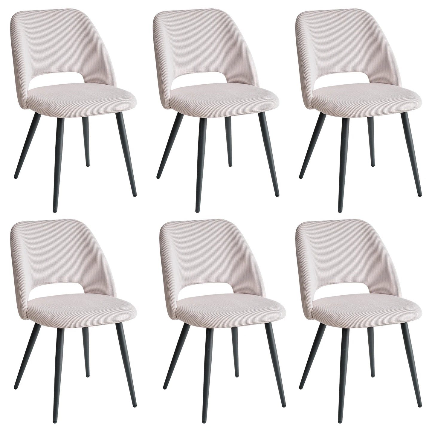 Set of 2/4/6 Stylish Corduroy Dining Chair - Soft Fabric Seat, Ergonomic Design, Suitable for Family Dining Space