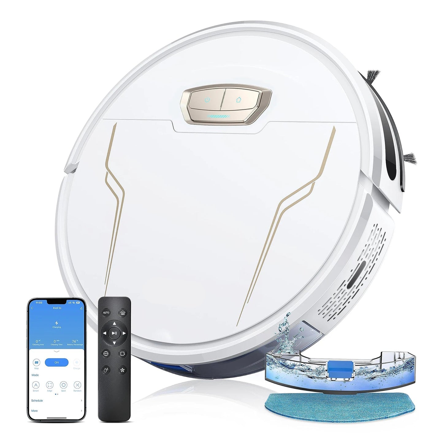Robotstofzuiger - Stofzuiger - Dweilrobot - Vacuum Cleaner - Robotstofzuiger met Dweilfunctie - Dweilsysteem - 5000PA – Slimme Appbediening – Geplande Reiniging & Elektrisch Wassen