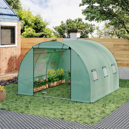 Kweekkas - Tuinkas - Walk-in Foliekas - Tuinkassen - Kas - Tomatenhuis - 300x300x200cm –  Winterbestendige - Met Deur & 6 Ramen – Polytunnel voor Tomaten, Bloemen & Planten - Groen - QUORE