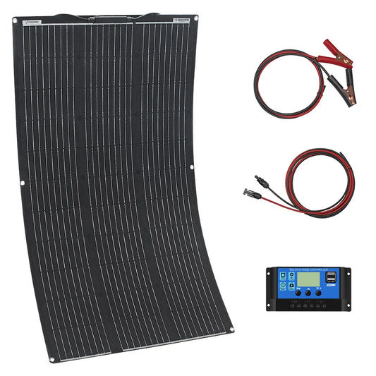 Zonnepaneel - met Zonnebatterij - Monokristallijn - Zonnepanelen - ETFE Zonnepaneel - 18V - 100W - 1 Stuk - Flexibel - Duurzaam - Waterdicht - met Zonnebatterij Oplader