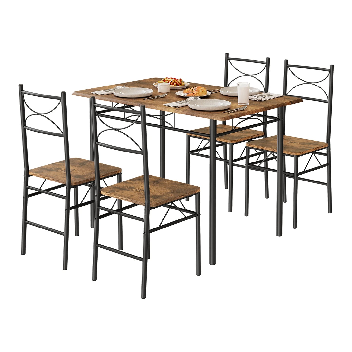 WOLTU Dining Table with 4 Chairs Dining Set for 4 Seat Metal Frame Kitchen Table Rectangular Dining Table Dining Room Furniture