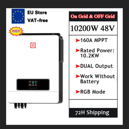 Solar Omvormer – Zonne-energie Omvormer – Omvormer 220V – MPPT Regelaar – Pure Sinusgolf – 10.200W Vermogen – WiFi Monitoring