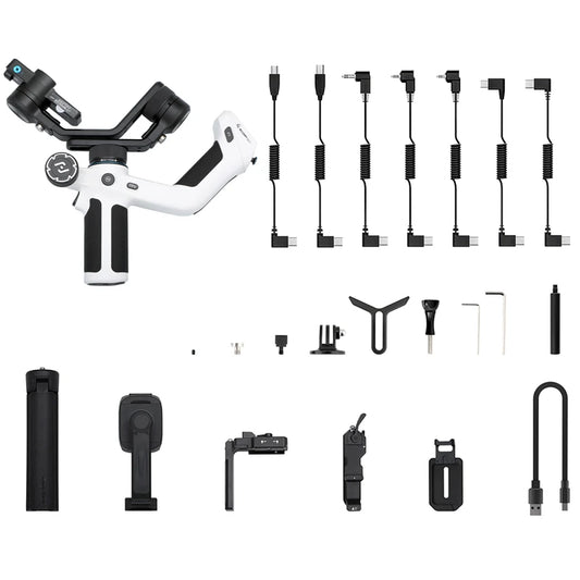 Gimbal Smartphone - Stabilisator voor Smartphone & Camera - Gimbal voor Smartphone & Camera - 3-Axis - Handheld spiegelloos - met AI-tracker Magnetic Fill - 360° - Kantelhoek +170°~-45° - Zwart/Wit - QUORE