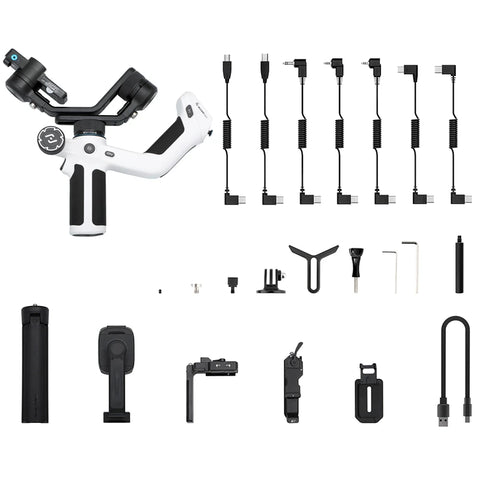 Gimbal Smartphone - Stabilisator voor Smartphone & Camera - Gimbal voor Smartphone & Camera - 360° - Kantelhoek +170°~-45° - 3-Axis - Handheld spiegelloos - met AI-tracker Magnetic Fill - Zwart/Wit