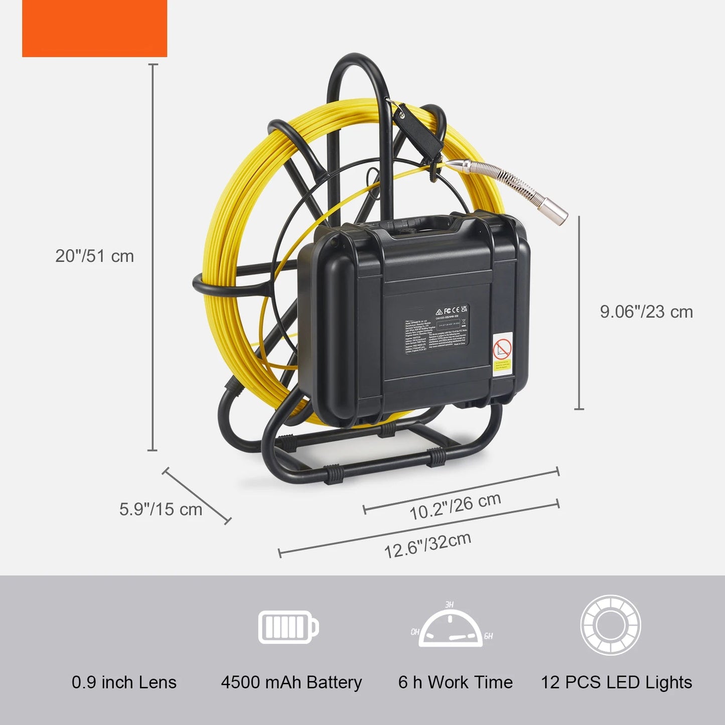 Rioolinspectiecamera – Afvoerinspectiecamera – Pijpencamera – Loodgieterscamera – Buizeninspectieapparaat – 9 Inch HD Kleurenscherm – IP68 Waterdicht Met 120 Meter Kabel