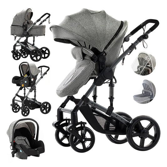 Kinderwagen – Wandelwagen - Opvouwbaar - Babywagen – 3-in-1 - Multifunctioneel - Lichtgewicht - Comfortabel - Veilig – Schokabsorptie - Grijs