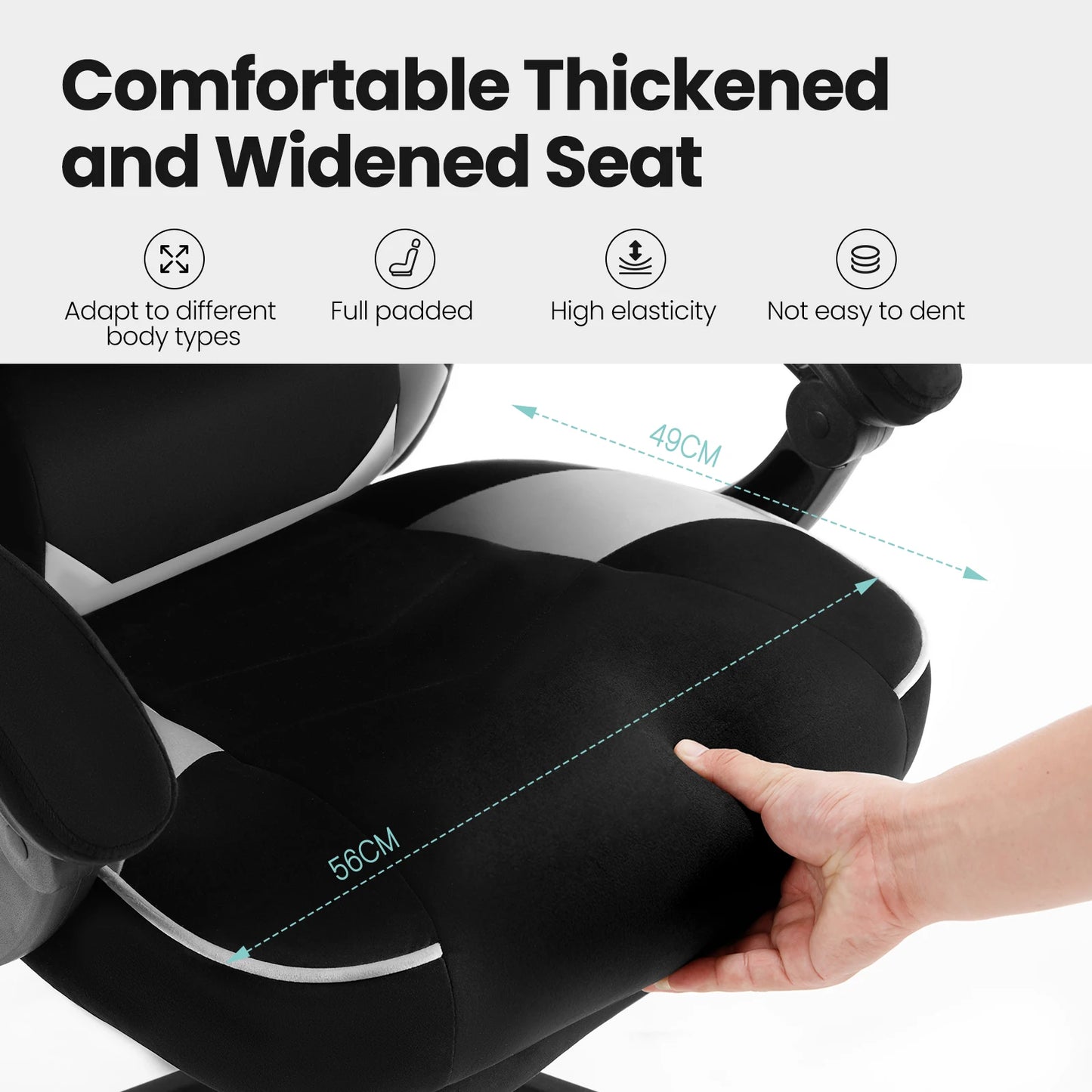 Ergonomische Gaming- en Bureaustoel – Comfortabele Werkstoel – Verstelbare Rugleuning – Voetensteun – Stof – Maximale Draagkracht 120 Kg – Zwenkwielen - Wit