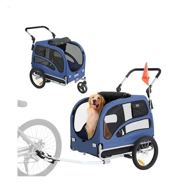 Hondenfietskar - Fietskarren - Fietskar - Fietskar Bagage - 2-in-1 Pet Stroller - 100Lbs - Opvouwbaar - Inklapbare Aanhanger - met Wielen Universele Koppeling - voor Honden Katten