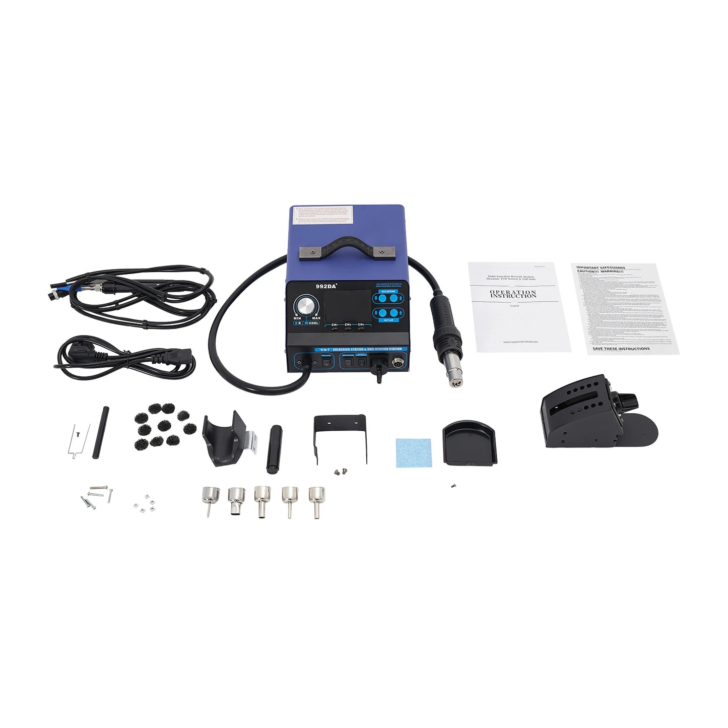 Soldeerstation – Soldeerbout – Rework Station – Heteluchtpistool – Solderen – 780W Vermogen – Instelbare Temperatuur 100-480°C