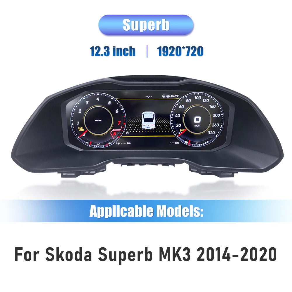 Dashboard Display – Digitaal Instrumentenpaneel – Auto Cluster – LCD Scherm – HD IPS Scherm – 12,3 Inch – Plug & Play Installatie - QUORE