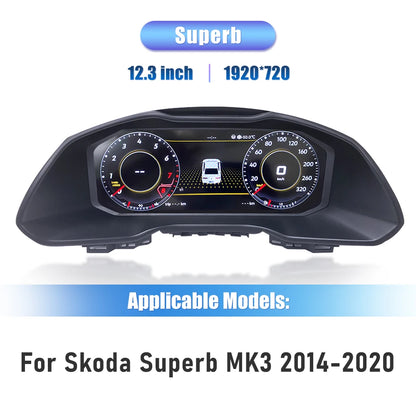 Dashboard Display – Digitaal Instrumentenpaneel – Auto Cluster – LCD Scherm – HD IPS Scherm – 12,3 Inch – Plug & Play Installatie - QUORE
